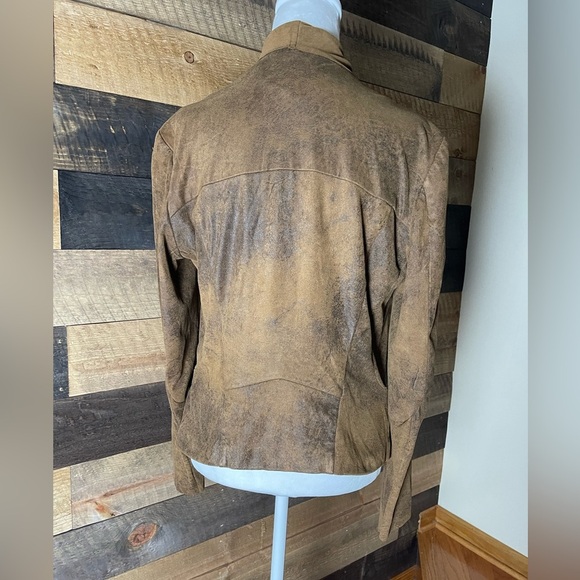 BNCI By Blanc Noir Womens Brown Faux Suede Moto Asymmetrical Zip-Up Brown Sz L - Picture 3 of 9